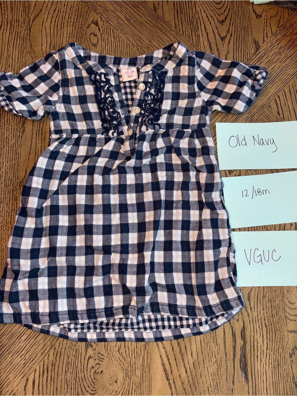 Old Navy Navy and White Gingham Girls' Dress